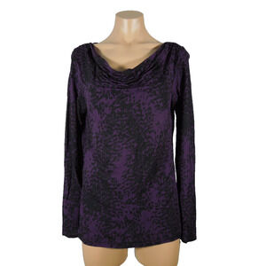 TAHARI Top Cowl Neck Printed Long Sleeves